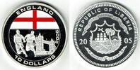 Liberia 10 Dollars Liberia, 10 Dollars commemorative "soccer world cup germany 2006 - England" -