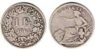 Schweiz 1 Franken Schweiz, Kursmünze Silber, 1 Franken 1861, Erhaltung siehe Scan! -