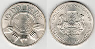 Singapur 10 Dollars singapore silver coin 1977, 10 dollars "10th anniversary of ASEAN", like scan -