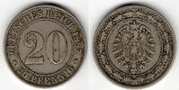 Deutsches Kaiserreich 20 Pfennig Kaiserreich, Kursmünze 20 Pfennig, 1887 G, Erhaltung siehe Scan! -