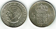Schweden 5 Kroner sweden silver coin 1971, 5 kroner, Gustaf VI. Adolf, like scan -