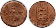 Guernsey 4 Doubles Guernsey, Kursmünze 4 Doubles 1920, Erhaltung siehe Scan! -