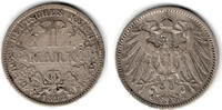 Kaiserreich 1 Mark Kaiserreich, Kursmünze 1 Mark 1892 D, 900er Silber! -