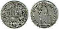 Schweiz 1 Franken Switzerland, silver coin, 1 Franken, like scan -