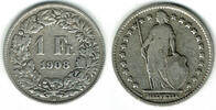 Schweiz 1 Franken Switzerland, silver coin, 1 Franken, like scan -