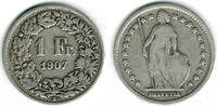 Schweiz 1 Franken Switzerland, silver coin, 1 Franken, like scan -