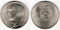 Tschechoslowakei 100 Kronen czechoslovakia, silver coin "Karel Capek", 100 Korun -