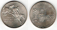 Tschechoslowakei 100 Kronen czechoslovakia, silver coin "horce racing", 100 Korun -