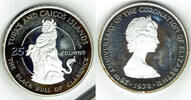 Turks und Caicos Inseln 25 Crowns turks and caicos islands, silver jubilee queen elisabeth II. - Black Bull -