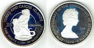 Turks und Caicos Inseln 25 Crowns turks and caicos islands, silver jubilee queen elisabeth II. - White Lion -
