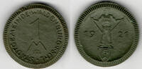 Waldenburg (Schlesien) 1 Mark Städtenotgeld Stadt Waldenburga, Porzellan 1 Mark 1921 -