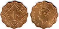 Indien 1 Anna british india 2 annas, George VI., like scan -