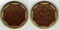 Notmünzen Freistaat Sachsen 10 Mark Freistaat Sachsen, 10 Mark (Böttger-Steinzeug) mit Golddekor am Rand, siehe Scan -