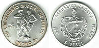 Kuba 5 Pesos 1988 Cuba, 5 pesos silver coin world soccer championship me... 12.14 £  +  10.40 £ shipping