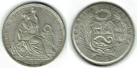 Peru 1/2 Sol peru half Sol silver "Seated Liberty flanked by shield + column", like scan -