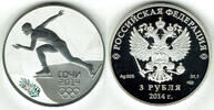 Russland 3 Rubel Russia, 3 roubles <i>sochi olympics 2014 - speedskating</i>, only with capsule -