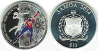 Samoa 10 Dollars Samoa, 10 Dollars, sotchi olympics, silver -