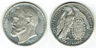 Bayern 3 Mark Probe (versilbert) Kaiserreich, Bayern 3 Mark Probeprägung 1913 D, König Ludwig III., v. Karl Goetz -