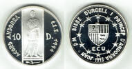 Andorra 10 Dinar (10 Diners) andorra silver coin, 10 diners "ECU Customs Union - St. George" -