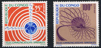 Kongo (Brazzaville) 25 - 100 Francs Michel-Nr. 30 - 31, Weltraum-Fernmeldewesen, Postfrisch -
