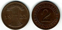 Weimarer Republik 2 Pfennig Weimar, Kursmünze 2 Rentenfennig 1923 D, J. 307 -