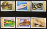 Benin 6 Marken und 1 Block Benin, Mi.-Nr. 1177-82 und Block 51, Tiermotiv Schlangen -