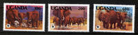 Uganda 3 Marken Uganda, Mi-Nr. 960-63, Tiermotiv Elefanten -