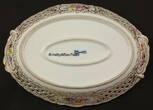 Meißen 1860-1924 Meissener Porzellan/Durchbrochene ovale Korbschale/Blumenmalerei mit Golddekor 1-2