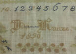 Deutscher Bund 1850 Biedermeier ABC-Tuch / Stickmustertuch von Ida Kunze / gerahmt 2-3