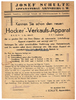 Arnsberg Werbeblatt / Josef Schulte Apparatebau / Hocker-Verkaufs-Apparat -