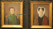 Bayern / Deutschland Familienportrait / Biedermeier-Doppelportrait eines Förster Ehepaares -