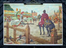 Deutsches Reich Schulwandkarte / Rollbild Karte / Lehrtafel / Geschichte / Ritterturnier im ... -