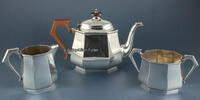 Birmingham / England 3 teiliges Teeservice / 925er Sterling Silber / Silberschmiede William Neale -
