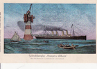 Deutsches Reich Künstlerkarte / Schnelldampfer<i> Kronprinz Wilhelm</i>/den Rothesand-Leuchtturm... -