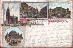 Frankfurt a.M. Litho/Gruss aus Frankfurt a.M./Die Börse/Der Dom./Zeil./Zoologischer Garten. -