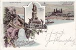 Rüdesheim a/Rhein Litho/Gruss aus Rüdesheim a/Rhein./Schloss Rheinstein./National Denkmal... -