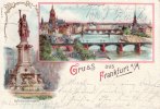 Frankfurt a/M. Litho/Gruss aus Frankfurt a/M./Schützenbrunnen/Mainansicht -