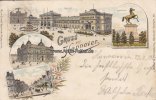 Hannover Litho/Gruss aus Hannover/Königsstrasse./Post./Bahnhof./Sachsenross. -