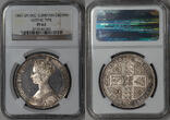 Great Britain 1847 Victoria Frosted Proof Silver Gothic Crown NGC PF-62