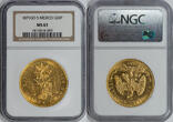 Mexico 1871 Go-S Republic Gold 20 Pesos NGC MS-63 Mintage: 20,000