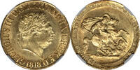 Great Britain Sovereign Great Britain 1818 George III Gold Sovereign NGC MS-62 RARE DATE!! -