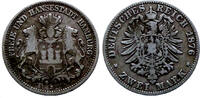 HAMBOURG 2 Mark 1876 Freie und Hansestadt Hamburg SS- 26.01 £  +  8.19 £ shipping