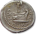 ROMAN REPUBLIC AR silver denarius circa 41-40 B.C. Cn. Domitius L.f. Ahenobarbus, uncertain mint near Adriatic or Ionian sea VF+ / EF-graffiti mark "NA" or "VN&