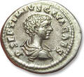 ROMAN EMPIRE AR silver denarius circa 202-203 A.D. Geta as Caesar, Laodicea ad Mare mint - MARTI VICTORI - great centering - VF+ / EF-lightly toned, beautifully centered and f