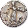 ROMAN REPUBLIC AR silver denarius 80 B.C. L. Procilius, Rome mint VF+ hairline scratches on obverse right field, gre
