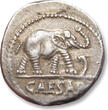 ROMAN REPUBLIC AR silver denarius circa 49-48 B.C. Julius Caesar, mobile military mint moving with Caesar in Gaul or Italy VF+ / EF-light steelgrey toning