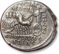 ROMAN REPUBLIC AR silver denarius 58 B.C. M. Aemilius Scaurus & P. Plautius Hypsaeus, Rome VF+ / EF-lightly toned, hints of gold irridescence