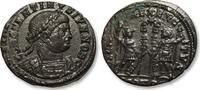 ROMAN EMPIRE AE (silvered) follis / nummus Constantine II as Caesar, Arelate (Arles) mint - double strike on obverse - -