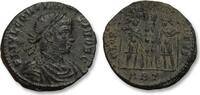 ROMAN EMPIRE AE (silvered) follis / nummus Constantius II as Caesar, Rome mint - mintmark RBT - -