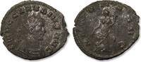 ROMAN EMPIRE AE/BI silvered antoninianus Claudius II Gothicus, Rome mint - ANNONA AVG, Annona with foot on galley prow - -